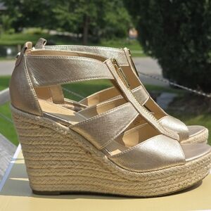 Michael Kors MK Damita Wedge Sandals Gold US6